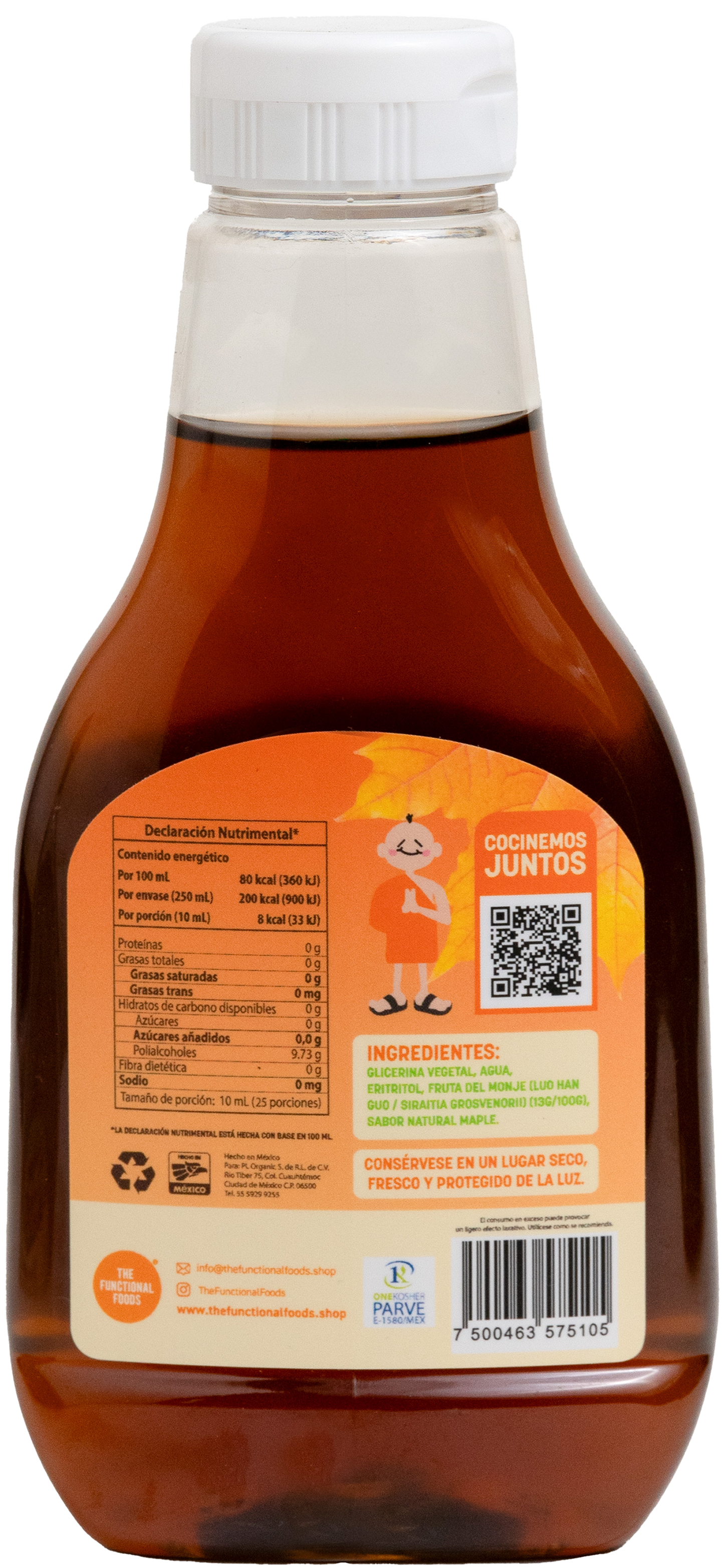 Miel Monk®: Miel de fruta del monje sabor maple 250 ml.