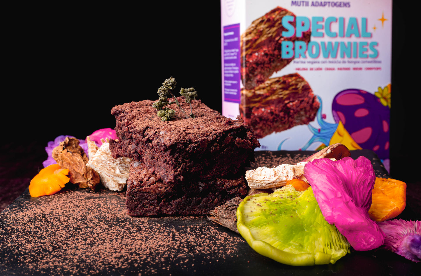 Special Brownies: Vegan flour for brownies with adaptogenic mushrooms (260 grs).