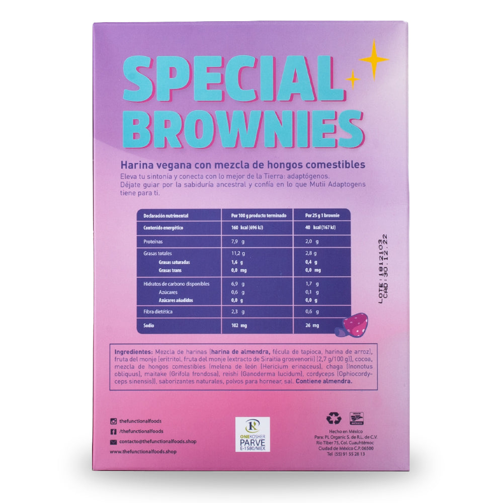 Special Brownies: Vegan flour for brownies with adaptogenic mushrooms (260 grs).