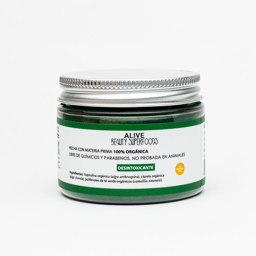 Mascarilla facial de superfoods Detox Please: Espirulina + clorela 60 grs.