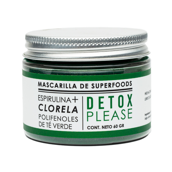 Mascarilla facial de superfoods Detox Please: Espirulina + clorela 60 grs.