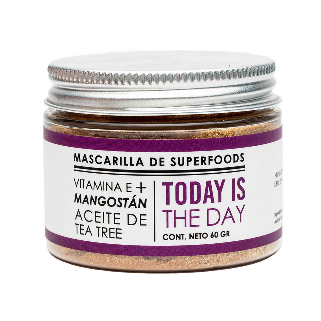 Mascarilla facial de superfoods Today is the Day: Vitamina E + mangostán + aceite de árbol de té 60 grs.