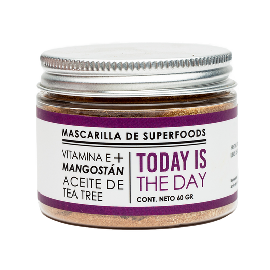 Mascarilla facial de superfoods Today is the Day: Vitamina E + mangostán + aceite de árbol de té 60 grs.