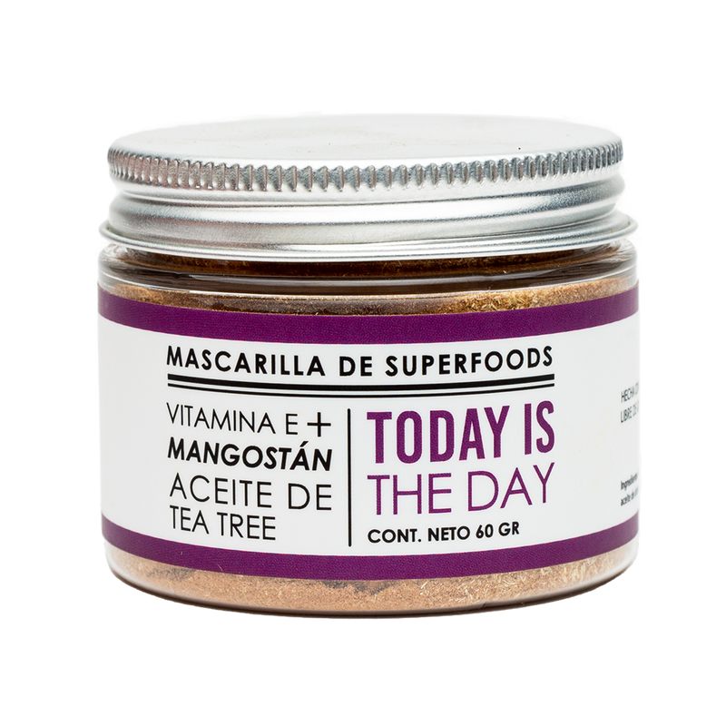 Mascarilla facial de superfoods Today is the Day: Vitamina E + mangostán + aceite de árbol de té 60 grs.